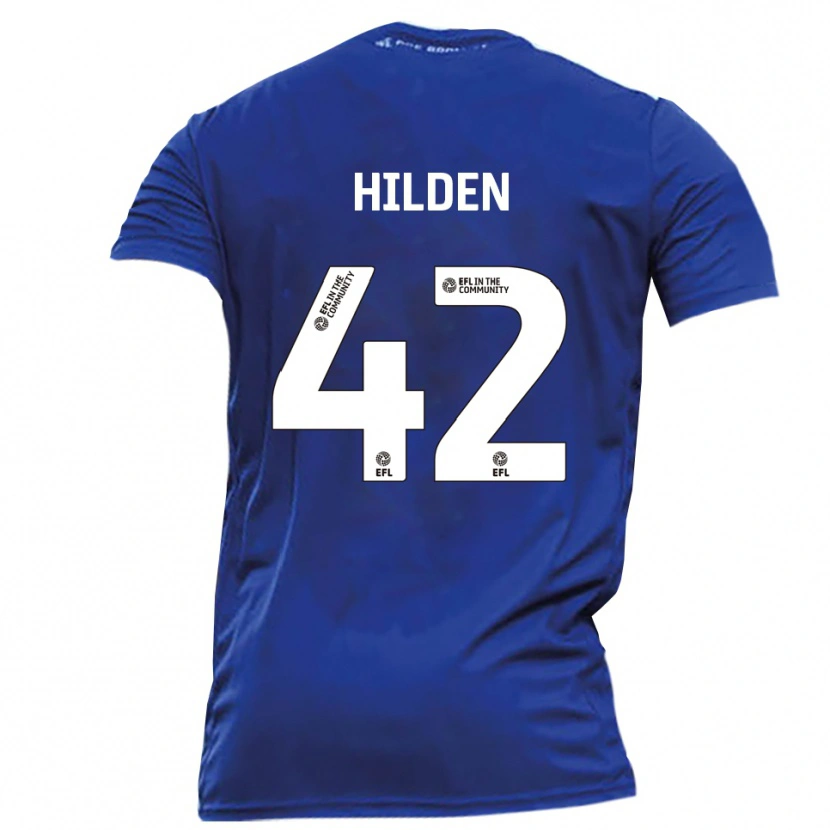 Danxen Uomo Maglia Alfie Hilden #42 Blu Bianco Kit Gara Away 2025/26 Maglietta