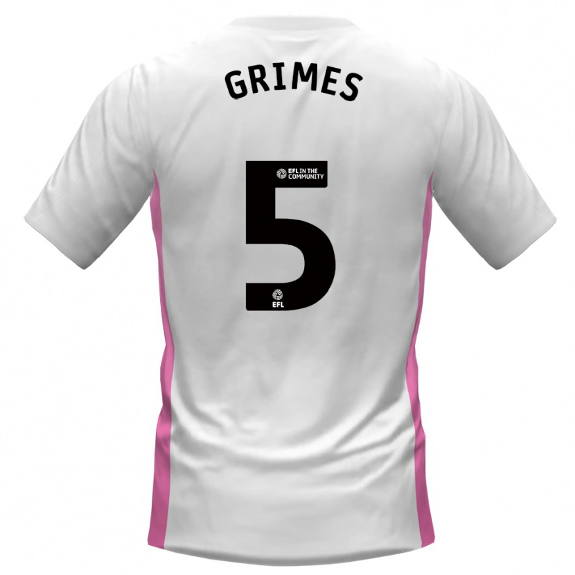 Danxen Uomo Maglia Jamie Grimes #5 Bianco Rosso Kit Gara Away 2025/26 Maglietta