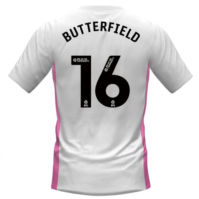 Danxen Uomo Maglia Luke Butterfield #16 Bianco Rosso Kit Gara Away 2025/26 Maglietta