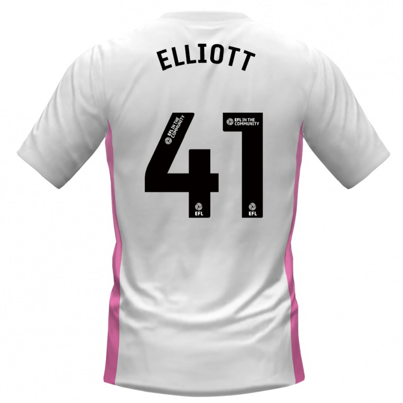 Danxen Uomo Maglia Gunner Elliott #41 Bianco Rosso Kit Gara Away 2025/26 Maglietta