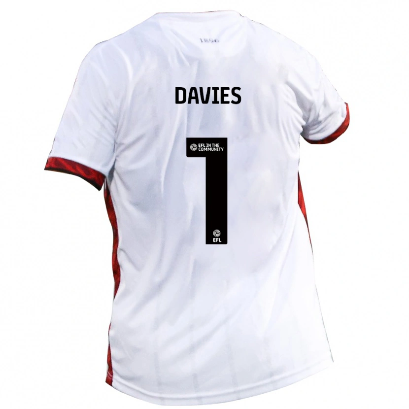 Danxen Uomo Maglia Harvey Davies #1 Bianco Rosso Nero Kit Gara Away 2025/26 Maglietta
