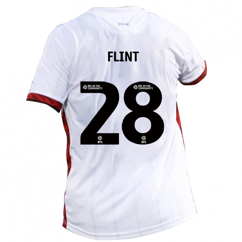 Danxen Uomo Maglia Josh Flint #28 Bianco Rosso Nero Kit Gara Away 2025/26 Maglietta