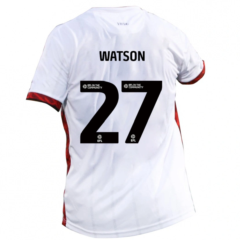 Danxen Uomo Maglia Louie Watson #27 Bianco Rosso Nero Kit Gara Away 2025/26 Maglietta