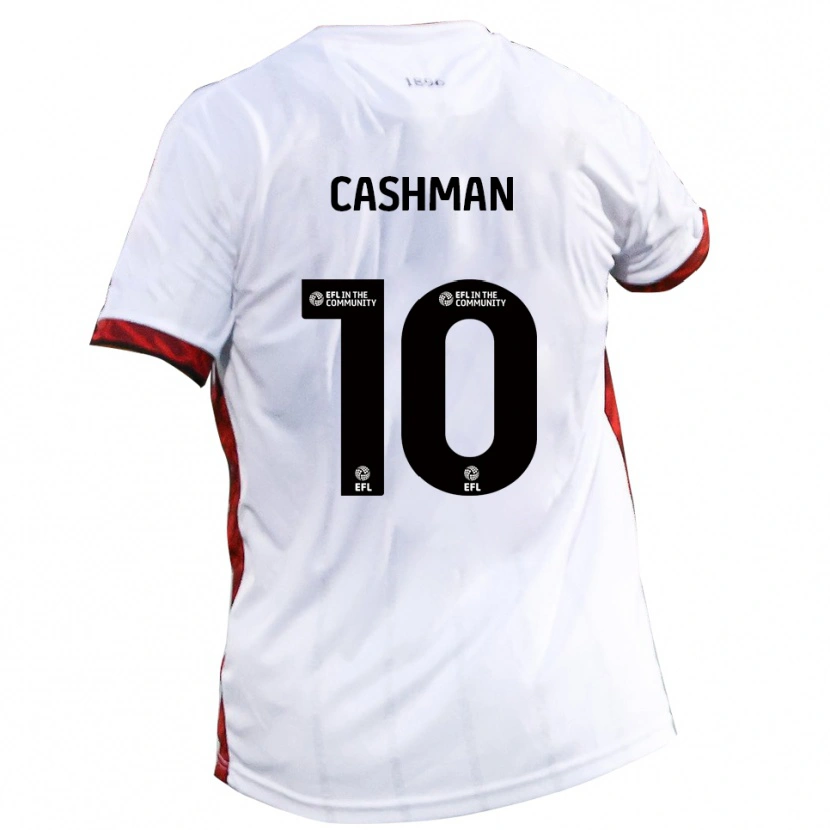 Danxen Uomo Maglia Danny Cashman #10 Bianco Rosso Nero Kit Gara Away 2025/26 Maglietta