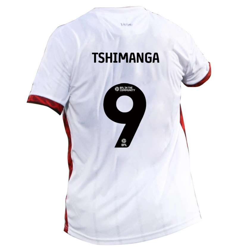 Danxen Uomo Maglia Kabongo Tshimanga #9 Bianco Rosso Nero Kit Gara Away 2025/26 Maglietta