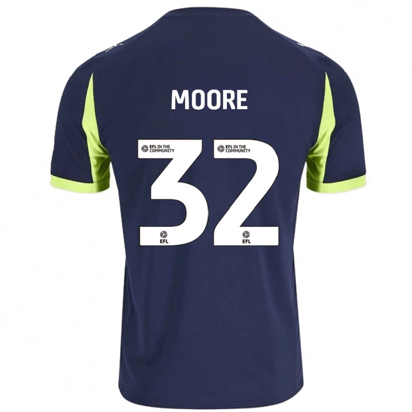 Danxen Uomo Maglia Luca Moore #32 Blu Navy Verde Fluorescente Kit Gara Away 2025/26 Maglietta