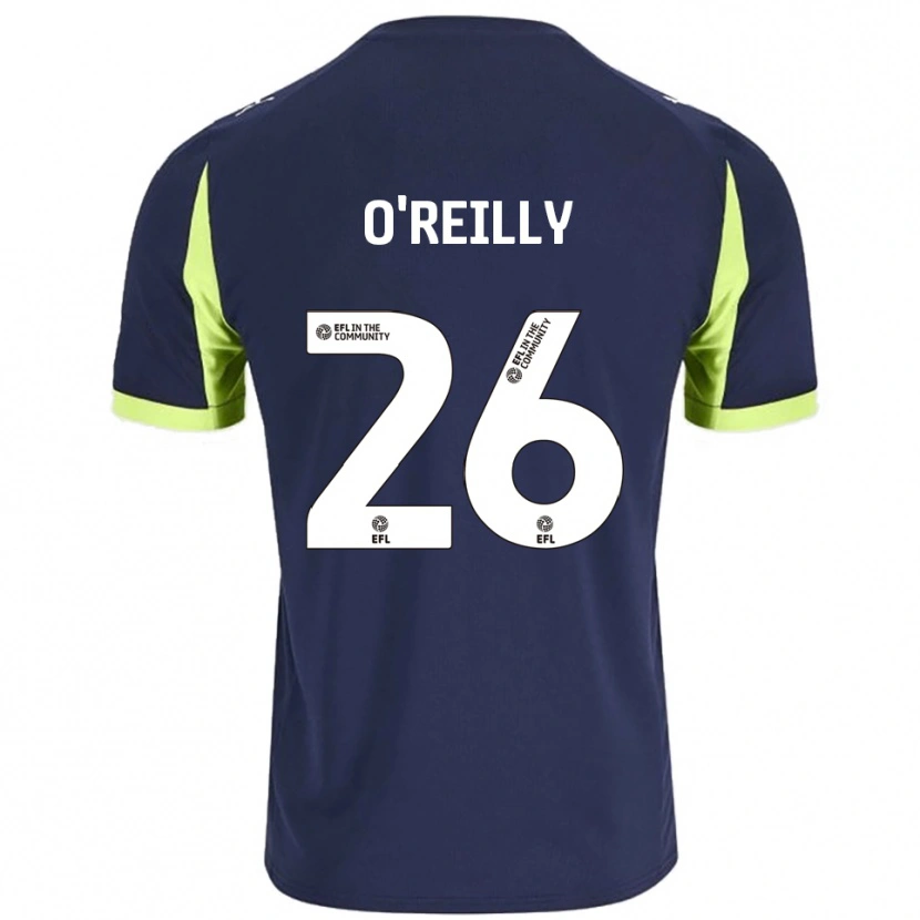 Danxen Uomo Maglia Tommi O'reilly #26 Blu Navy Verde Fluorescente Kit Gara Away 2025/26 Maglietta