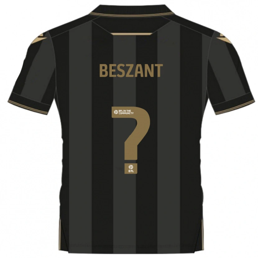 Danxen Uomo Maglia Cruz Beszant #0 Nero Oro Kit Gara Away 2025/26 Maglietta