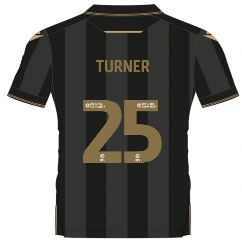 Danxen Uomo Maglia Jake Turner #25 Nero Oro Kit Gara Away 2025/26 Maglietta