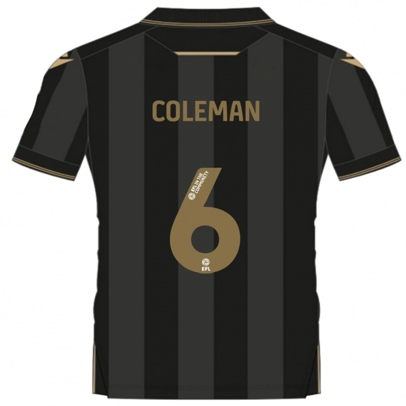 Danxen Uomo Maglia Ethan Coleman #6 Nero Oro Kit Gara Away 2025/26 Maglietta
