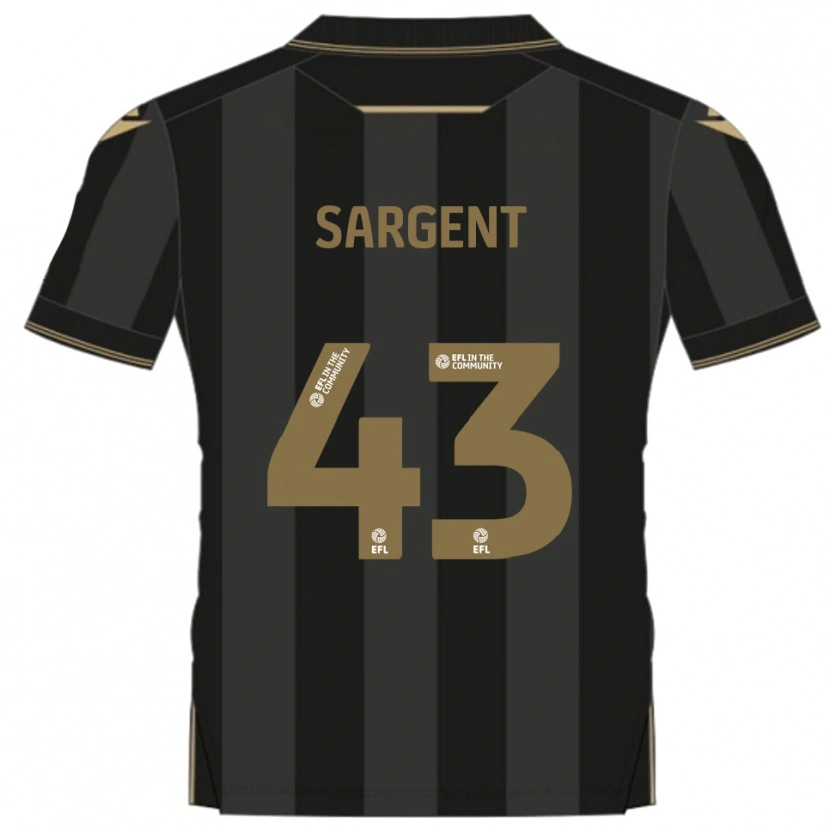 Danxen Uomo Maglia Stan Sargent #43 Nero Oro Kit Gara Away 2025/26 Maglietta