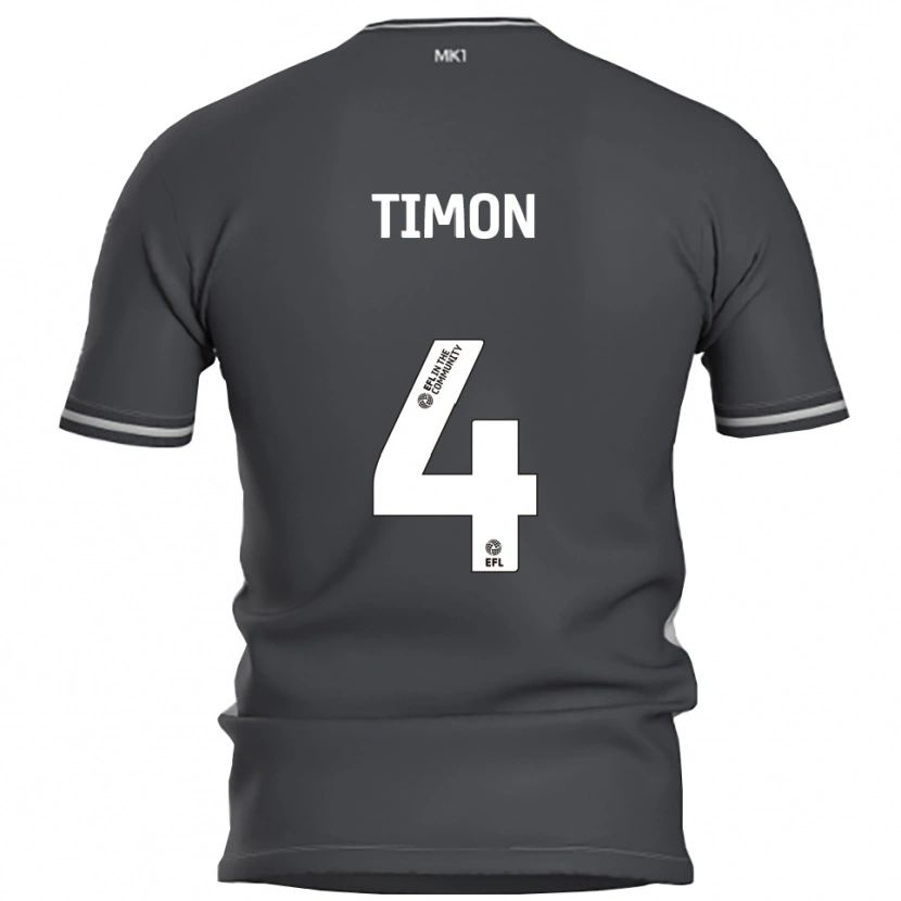 Danxen Uomo Maglia Amelie Timon #4 Grigio Argento Kit Gara Away 2025/26 Maglietta