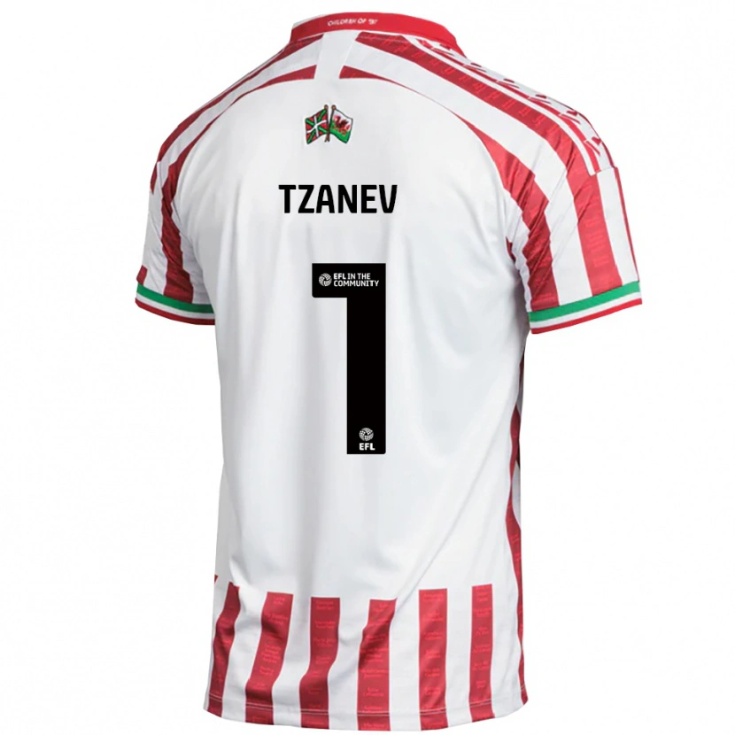 Danxen Uomo Maglia Nik Tzanev #1 Rosso Bianco Kit Gara Away 2025/26 Maglietta