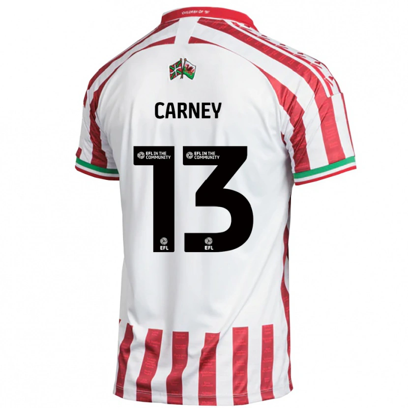 Danxen Uomo Maglia Jacob Carney #13 Rosso Bianco Kit Gara Away 2025/26 Maglietta