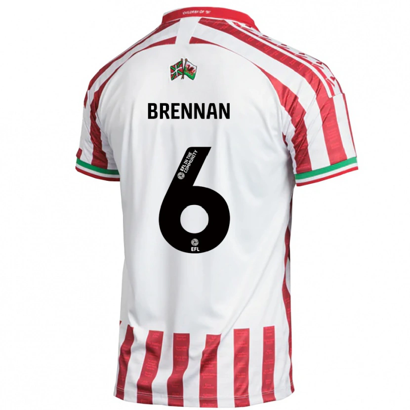 Danxen Uomo Maglia Ciaran Brennan #6 Rosso Bianco Kit Gara Away 2025/26 Maglietta