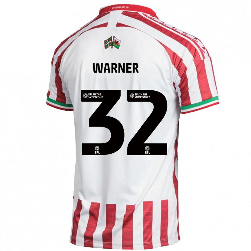 Danxen Uomo Maglia Jaden Warner #32 Rosso Bianco Kit Gara Away 2025/26 Maglietta