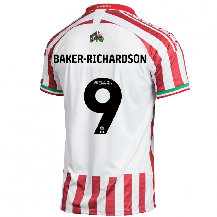 Danxen Uomo Maglia Courtney Baker-Richardson #9 Rosso Bianco Kit Gara Away 2025/26 Maglietta