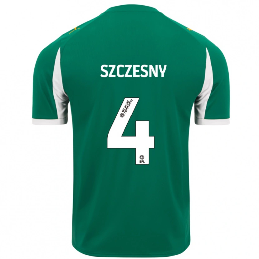 Danxen Uomo Maglia Nikos Szczesny #4 Verde Bianco Kit Gara Away 2025/26 Maglietta