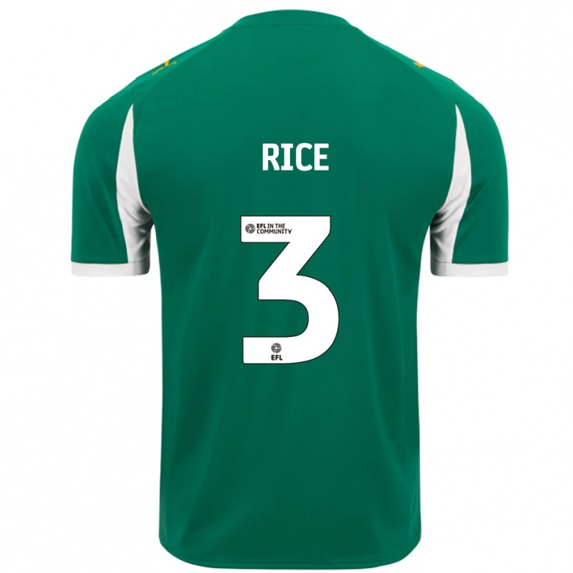 Danxen Uomo Maglia Alfie Rice #3 Verde Bianco Kit Gara Away 2025/26 Maglietta