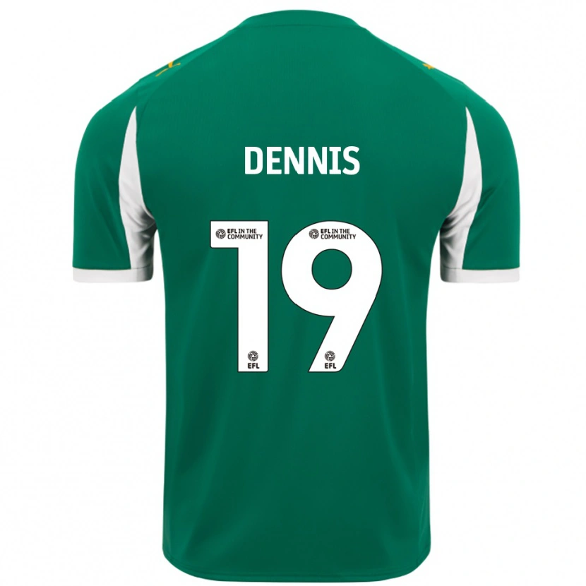Danxen Uomo Maglia Matthew Dennis #19 Verde Bianco Kit Gara Away 2025/26 Maglietta