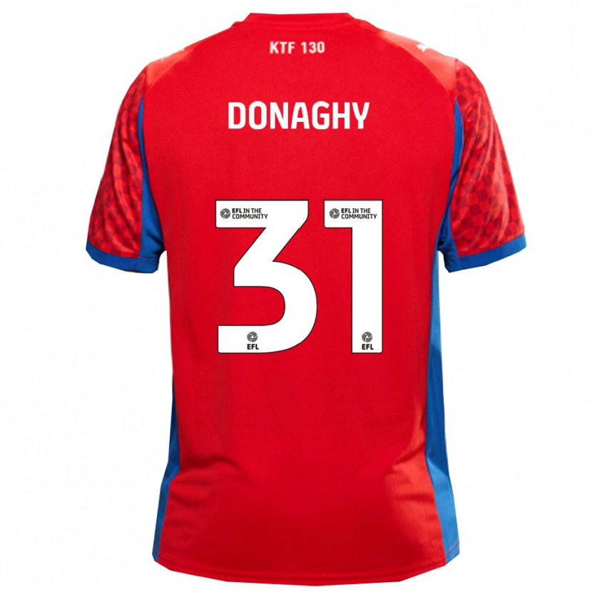Danxen Uomo Maglia Tom Donaghy #31 Rosso Blu Kit Gara Away 2025/26 Maglietta