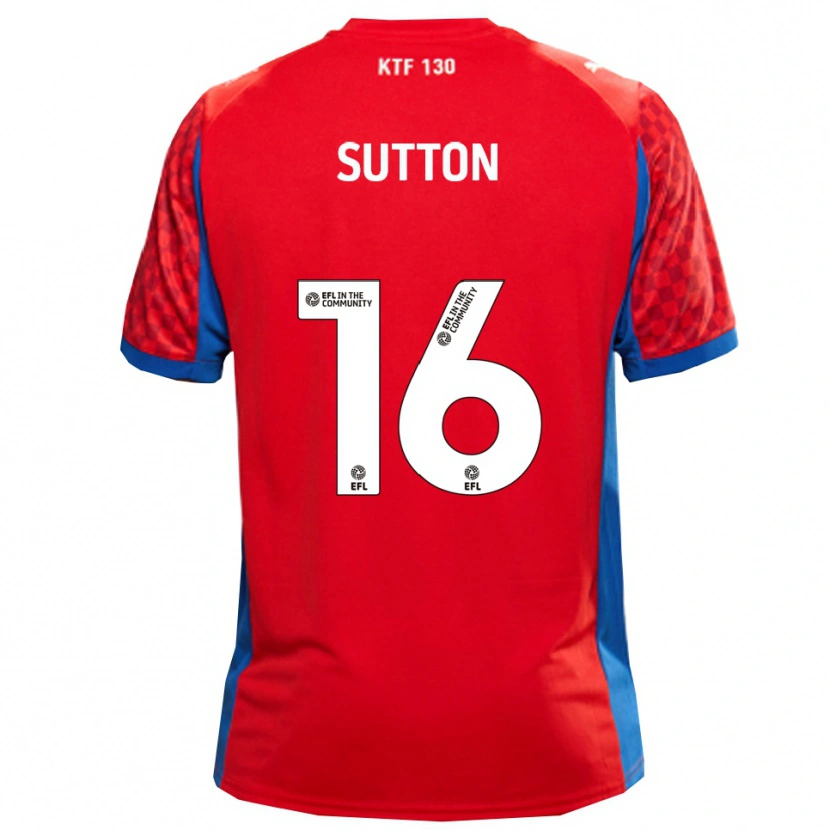 Danxen Uomo Maglia Will Sutton #16 Rosso Blu Kit Gara Away 2025/26 Maglietta