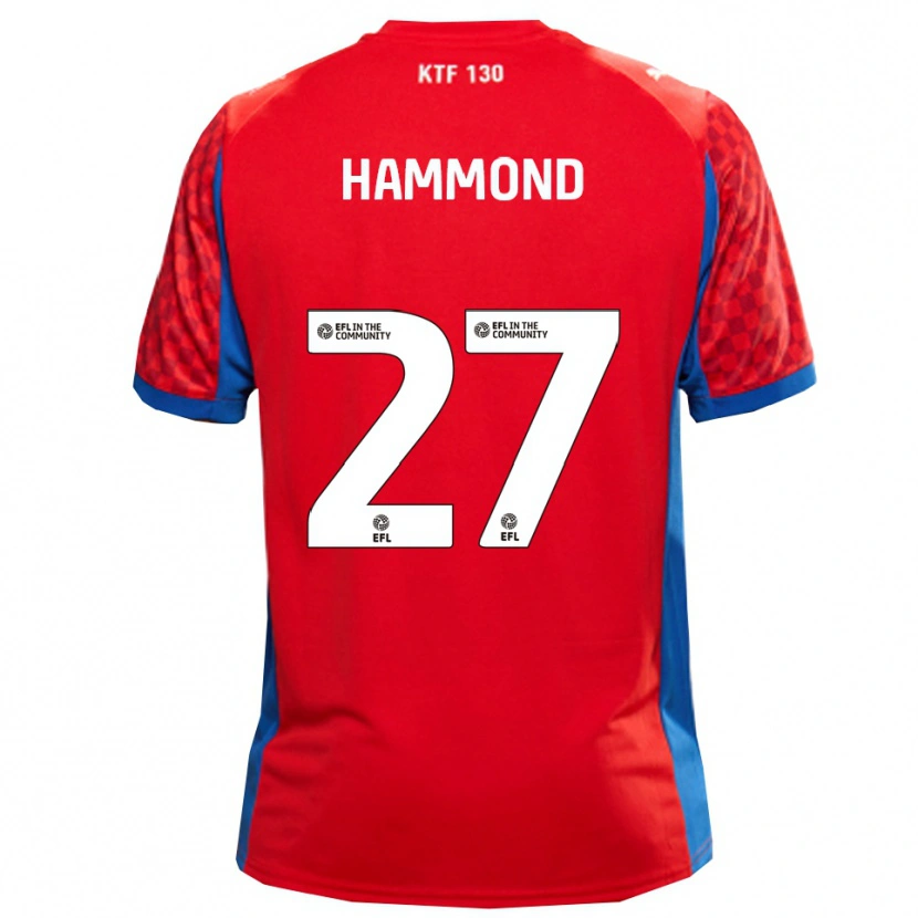 Danxen Uomo Maglia Oliver Hammond #27 Rosso Blu Kit Gara Away 2025/26 Maglietta