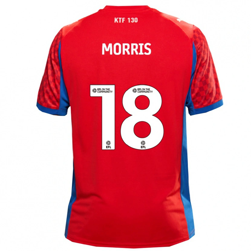Danxen Uomo Maglia Kieron Morris #18 Rosso Blu Kit Gara Away 2025/26 Maglietta