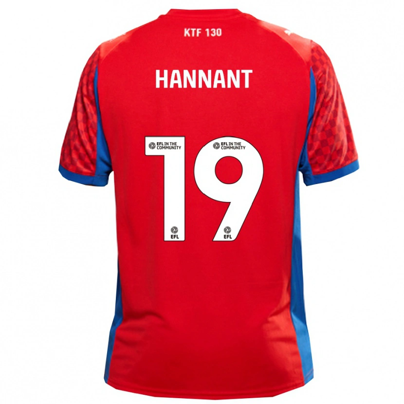 Danxen Uomo Maglia Luke Hannant #19 Rosso Blu Kit Gara Away 2025/26 Maglietta