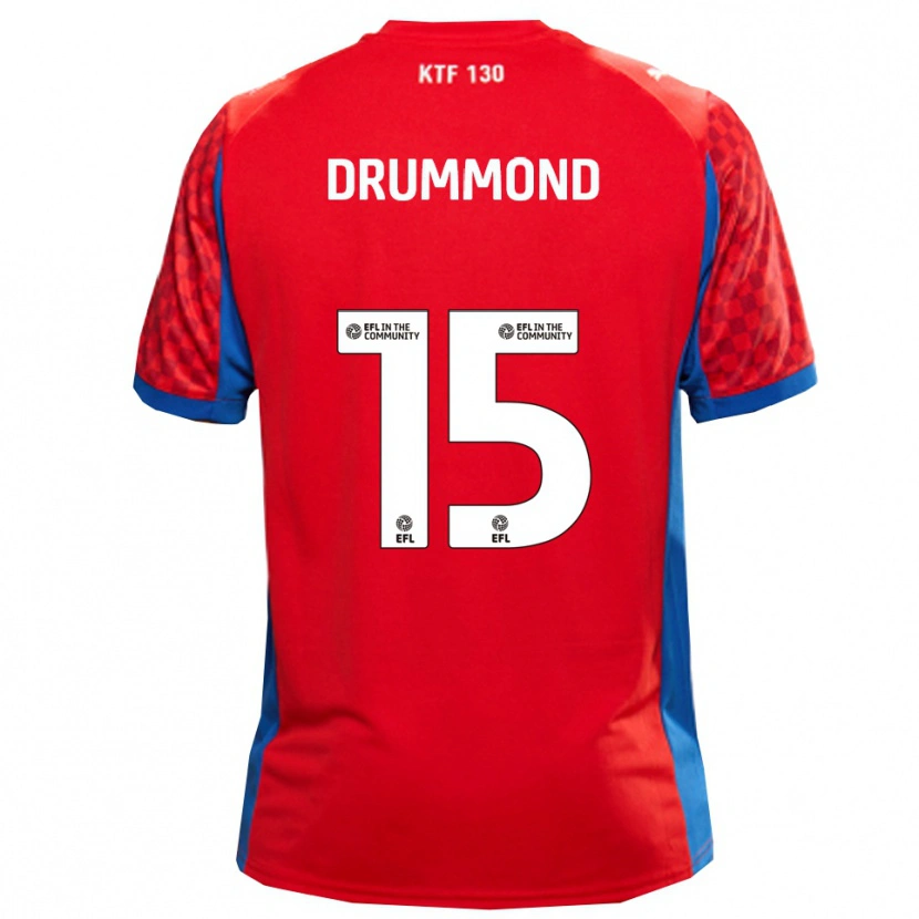 Danxen Uomo Maglia Kane Drummond #15 Rosso Blu Kit Gara Away 2025/26 Maglietta