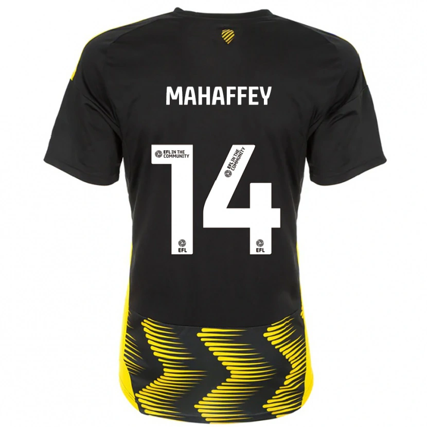 Danxen Uomo Maglia Caitlin Mahaffey #14 Nero Giallo Kit Gara Away 2025/26 Maglietta