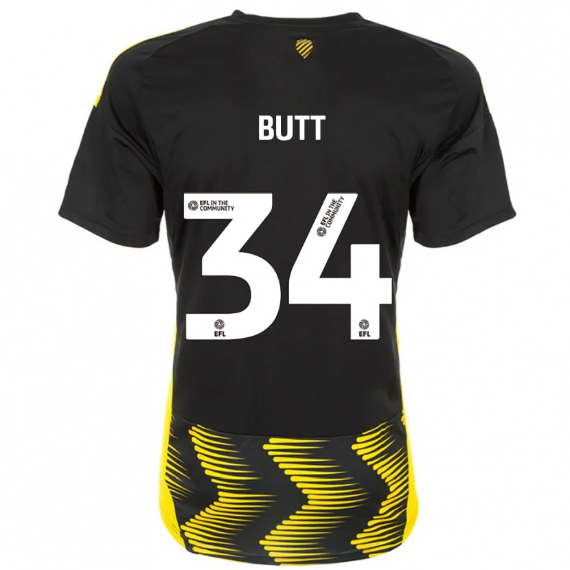 Danxen Uomo Maglia Ruben Butt #34 Nero Giallo Kit Gara Away 2025/26 Maglietta