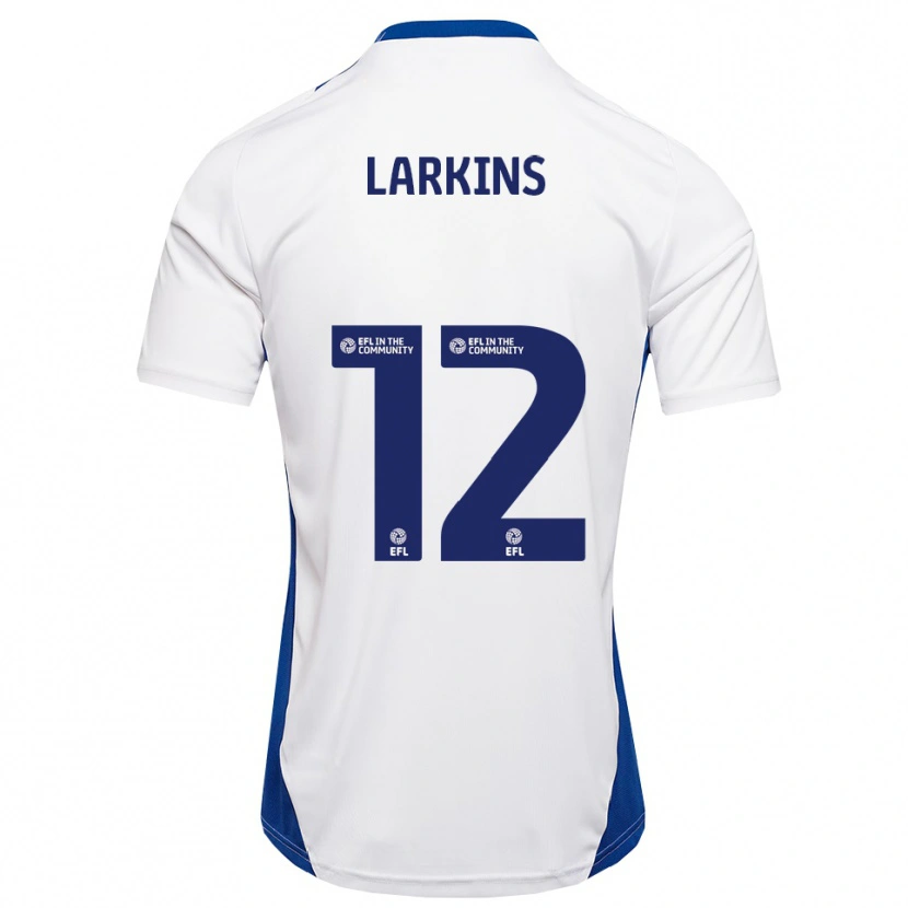 Danxen Uomo Maglia Kian Larkins #12 Bianco Blu Kit Gara Away 2025/26 Maglietta