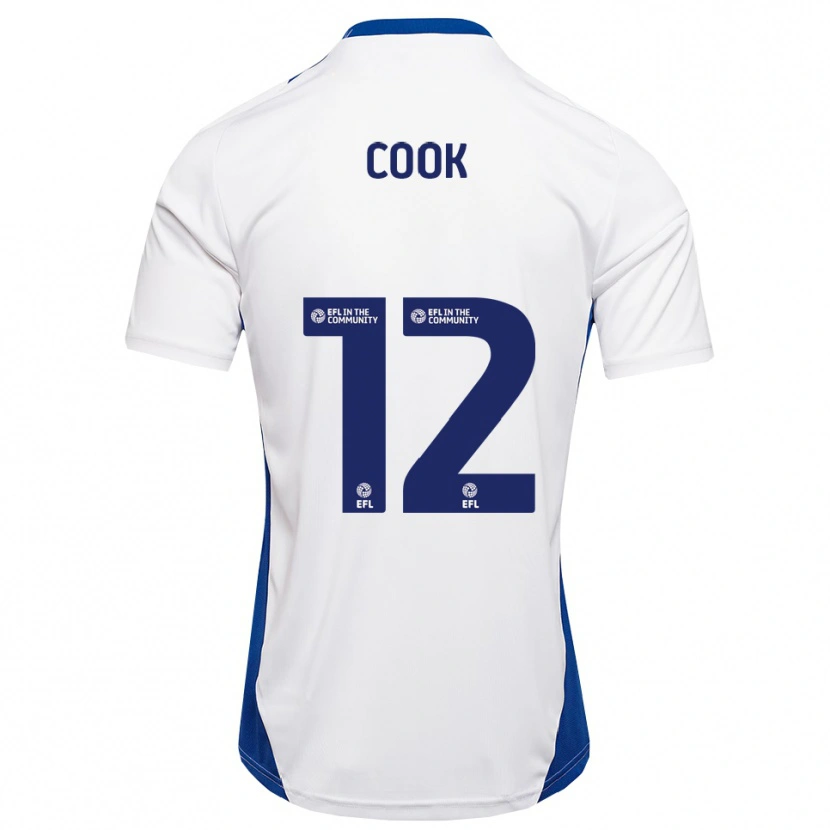 Danxen Uomo Maglia Izzy Cook #12 Bianco Blu Kit Gara Away 2025/26 Maglietta