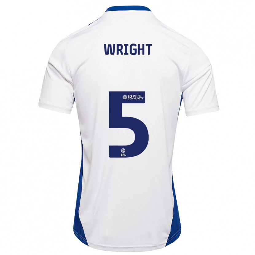Danxen Uomo Maglia Will Wright #5 Bianco Blu Kit Gara Away 2025/26 Maglietta