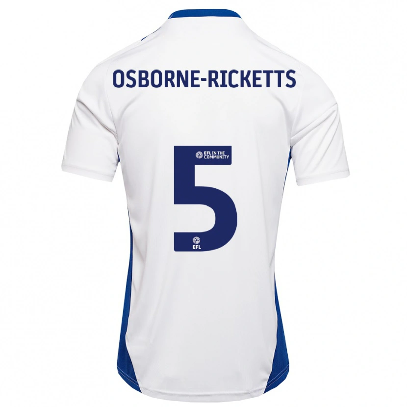 Danxen Uomo Maglia Sahara Osborne-Ricketts #5 Bianco Blu Kit Gara Away 2025/26 Maglietta