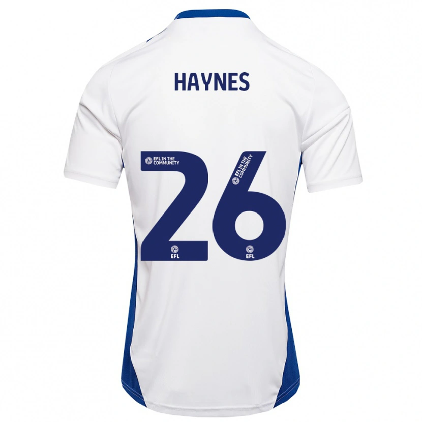 Danxen Uomo Maglia Billie Haynes #26 Bianco Blu Kit Gara Away 2025/26 Maglietta