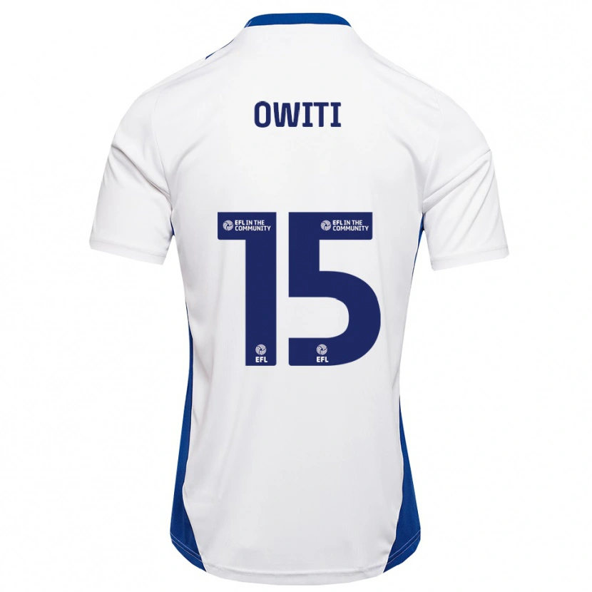Danxen Uomo Maglia Joseph Owiti #15 Bianco Blu Kit Gara Away 2025/26 Maglietta
