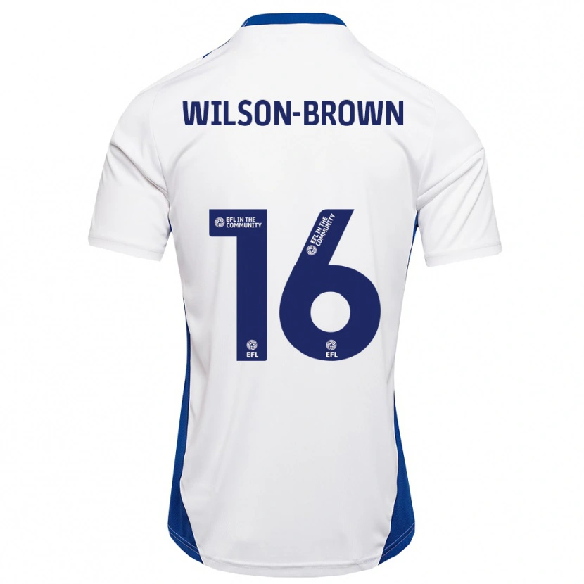 Danxen Uomo Maglia Tom Wilson-Brown #16 Bianco Blu Kit Gara Away 2025/26 Maglietta