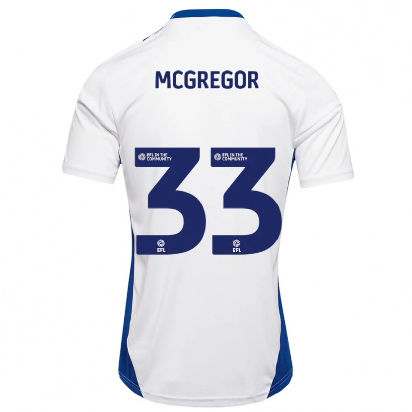 Danxen Uomo Maglia Joel Mcgregor #33 Bianco Blu Kit Gara Away 2025/26 Maglietta