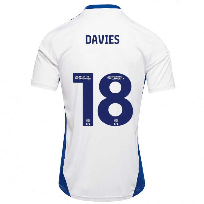 Danxen Uomo Maglia Libby Davies #18 Bianco Blu Kit Gara Away 2025/26 Maglietta