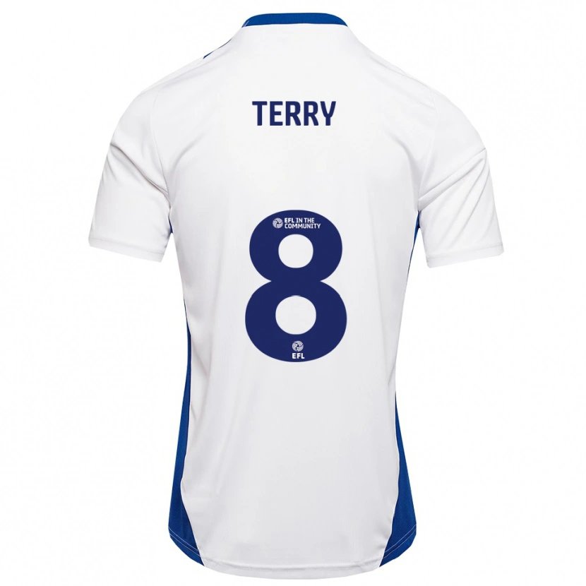 Danxen Uomo Maglia Josh Terry #8 Bianco Blu Kit Gara Away 2025/26 Maglietta