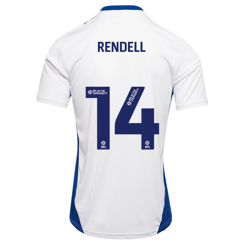 Danxen Uomo Maglia Louis Rendell #14 Bianco Blu Kit Gara Away 2025/26 Maglietta