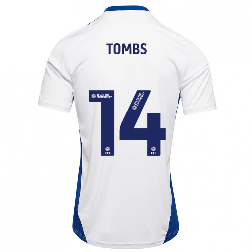 Danxen Uomo Maglia Finlay Tombs #14 Bianco Blu Kit Gara Away 2025/26 Maglietta