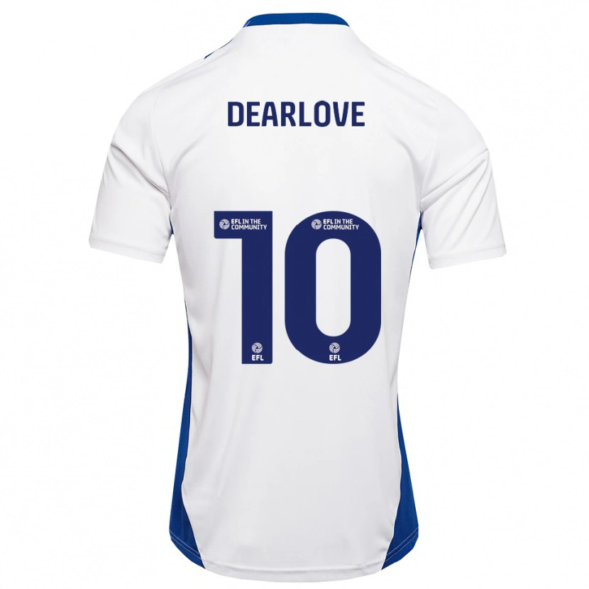 Danxen Uomo Maglia Poppy Dearlove #10 Bianco Blu Kit Gara Away 2025/26 Maglietta