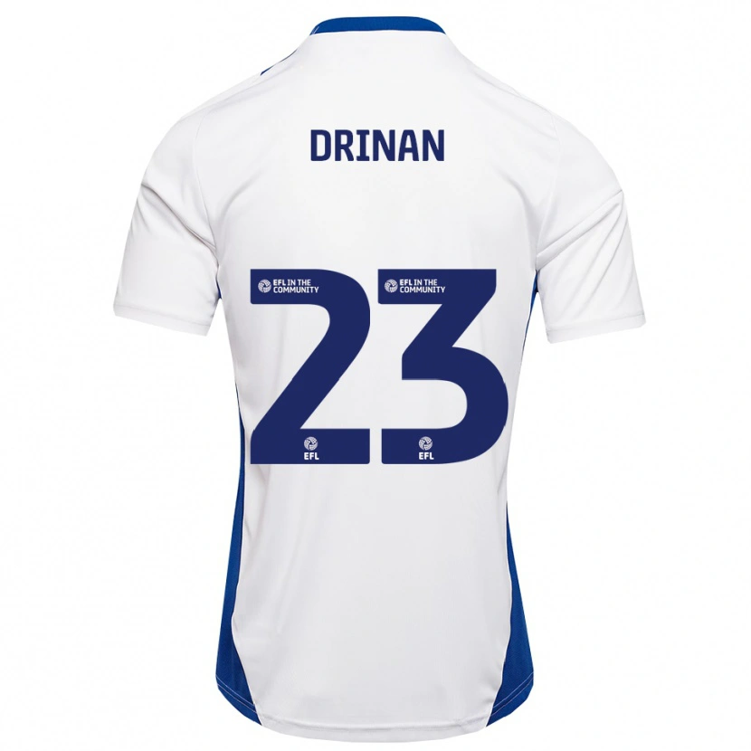 Danxen Uomo Maglia Aaron Drinan #23 Bianco Blu Kit Gara Away 2025/26 Maglietta