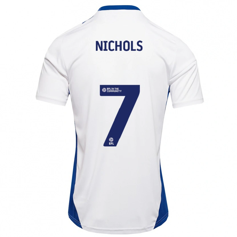 Danxen Uomo Maglia Tom Nichols #7 Bianco Blu Kit Gara Away 2025/26 Maglietta