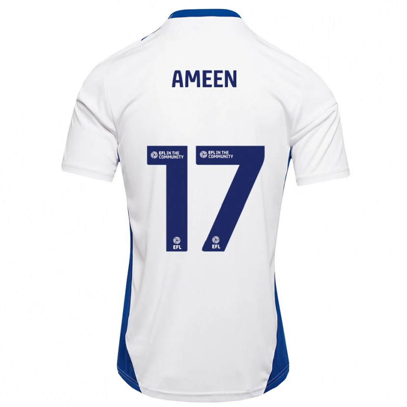 Danxen Uomo Maglia Botan Ameen #17 Bianco Blu Kit Gara Away 2025/26 Maglietta