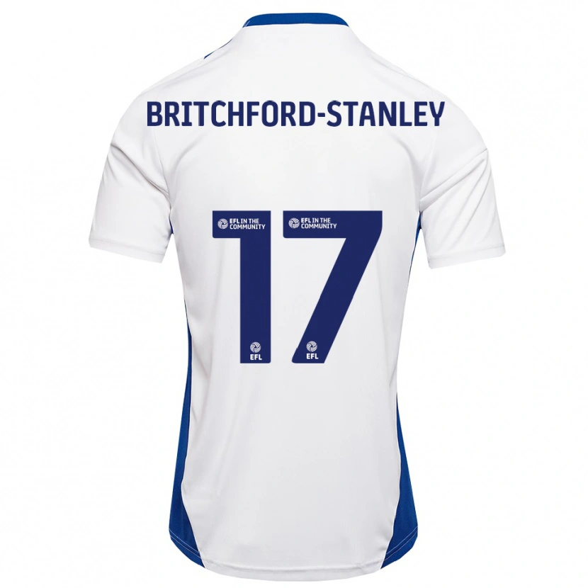 Danxen Uomo Maglia Conor Britchford-Stanley #17 Bianco Blu Kit Gara Away 2025/26 Maglietta