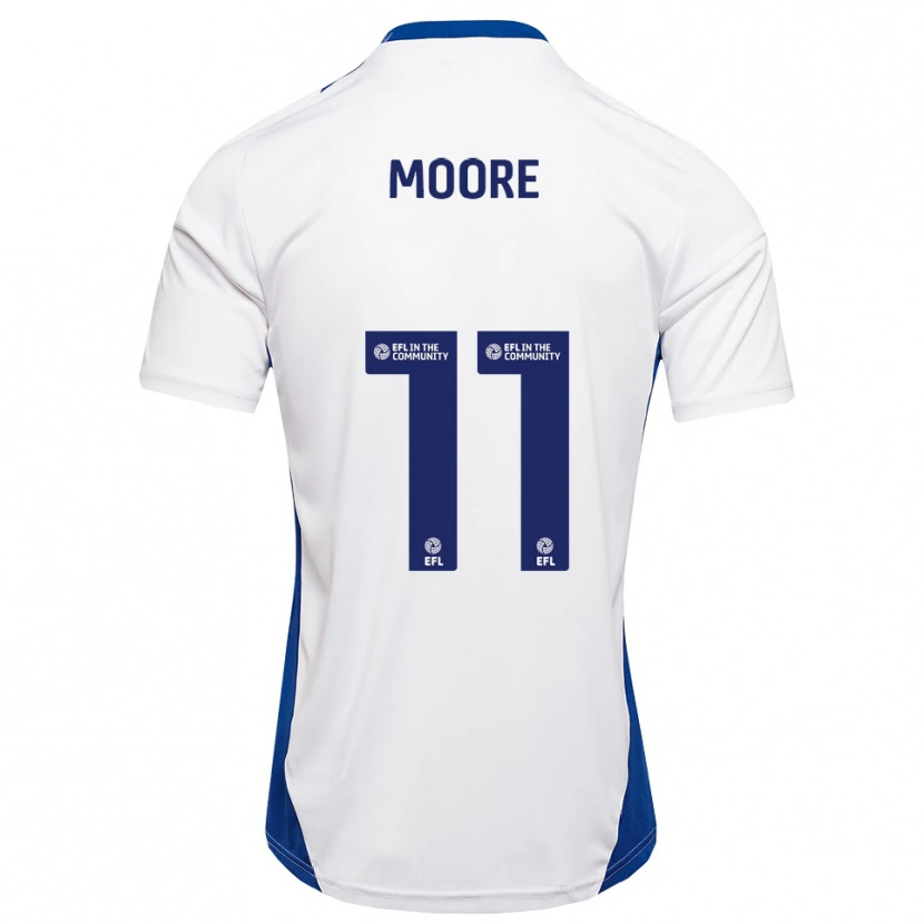 Danxen Uomo Maglia Thomas Moore #11 Bianco Blu Kit Gara Away 2025/26 Maglietta